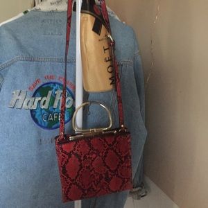 ZARA snakeskin crossbody bag with gold hardware